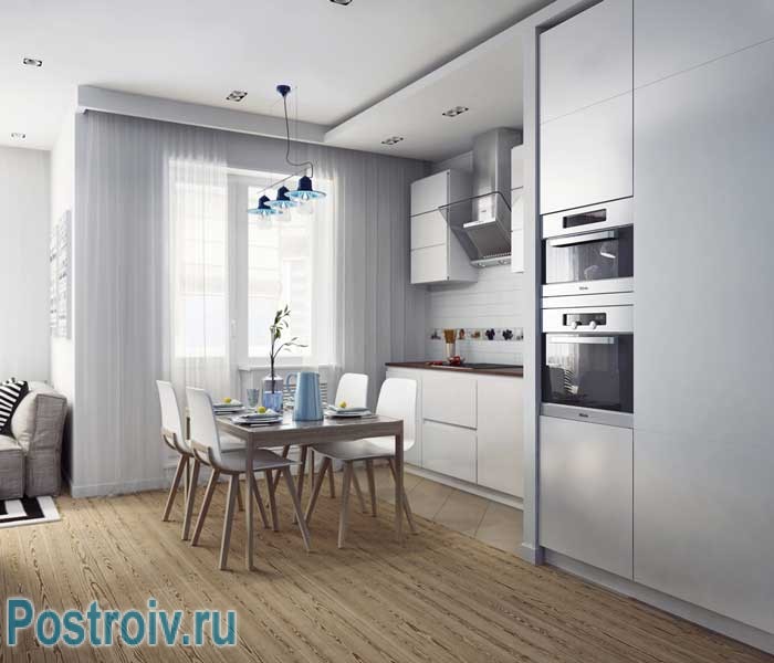 Белая кухня со встроенной техникой. Фото Белая кухня со встроенной техникой. Фото